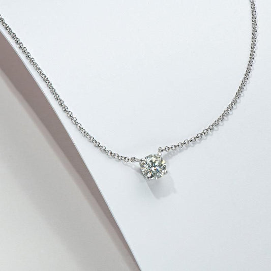 Diamond Stone Silver Necklace with Chain